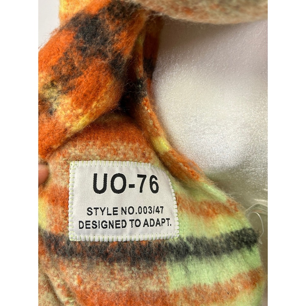 Gorpcore Urban Outfitters Women One Size Orange Green Plaid Fringe Blanket Scarf - Picture 3 of 8
